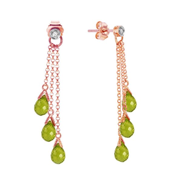 14K. GOLD CHANDELIERS EARRING DIAMONDS & PERIDOTS - Picture 8 of 10